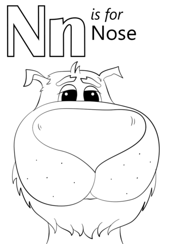 N Is For Nose Coloring Page